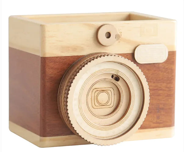 Wooden Camera Pen Holder