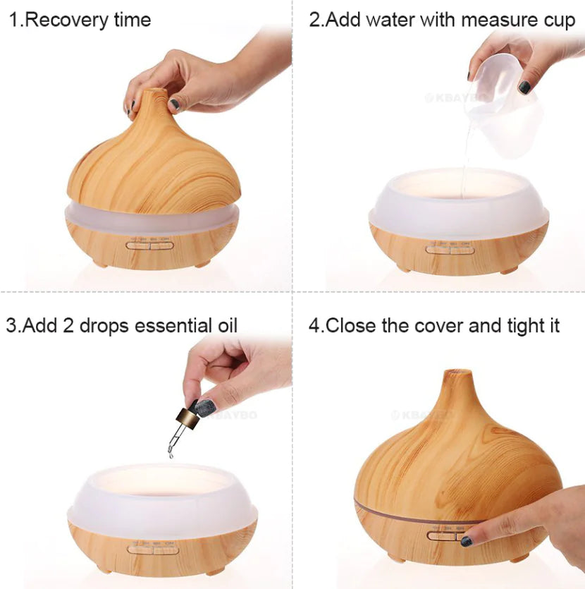 Creative Home Appliance Full Wood Grain Remote Control Aromatherapy Lamp