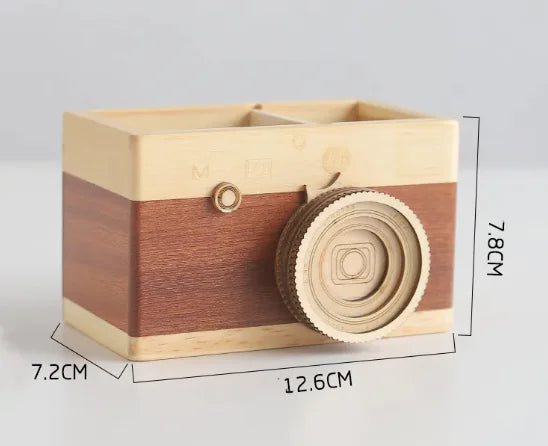 Wooden Camera Pen Holder